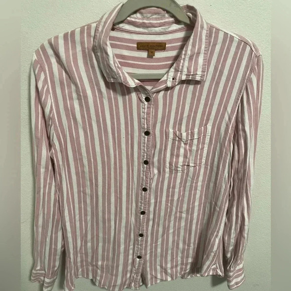 Jachs Girlfriend Long Sleeve Button Down Striped Shirt Medium - Picture 1 of 4